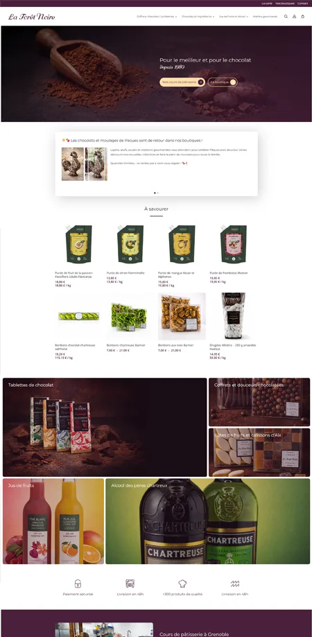 Site e-commerce de La Forêt Noire, chocolatier-pâtissier à Grenoble